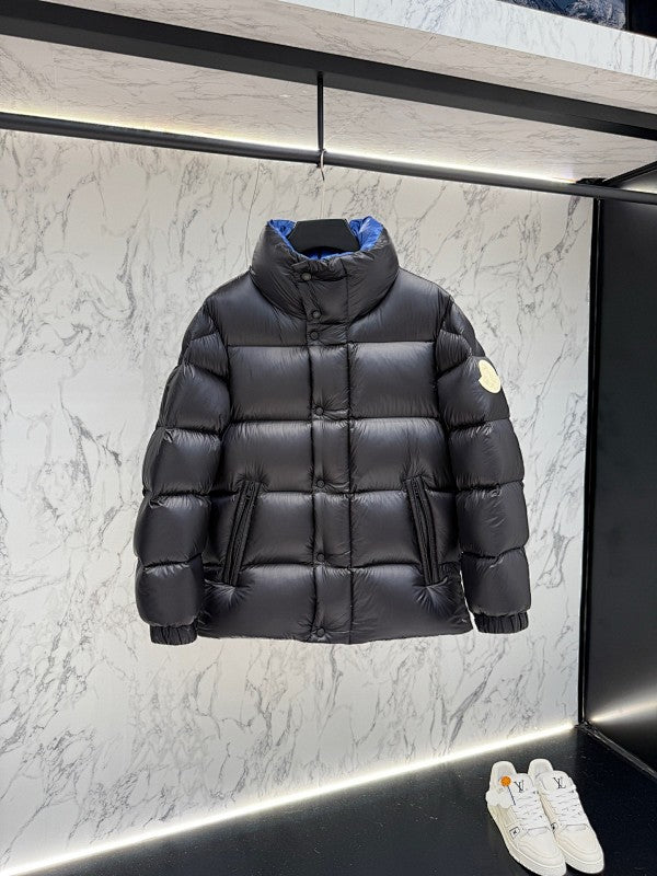 Moncler Black High Collar Blue Lining Puffer Jacket