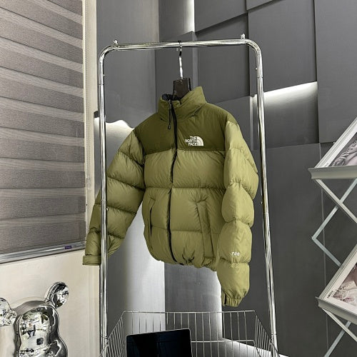 The North Face Light Olive and Dark Olive Colorblock Puffer Jacket