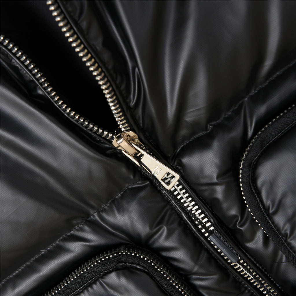 Prada Black Glossy Multi-Pocket Puffer Vest