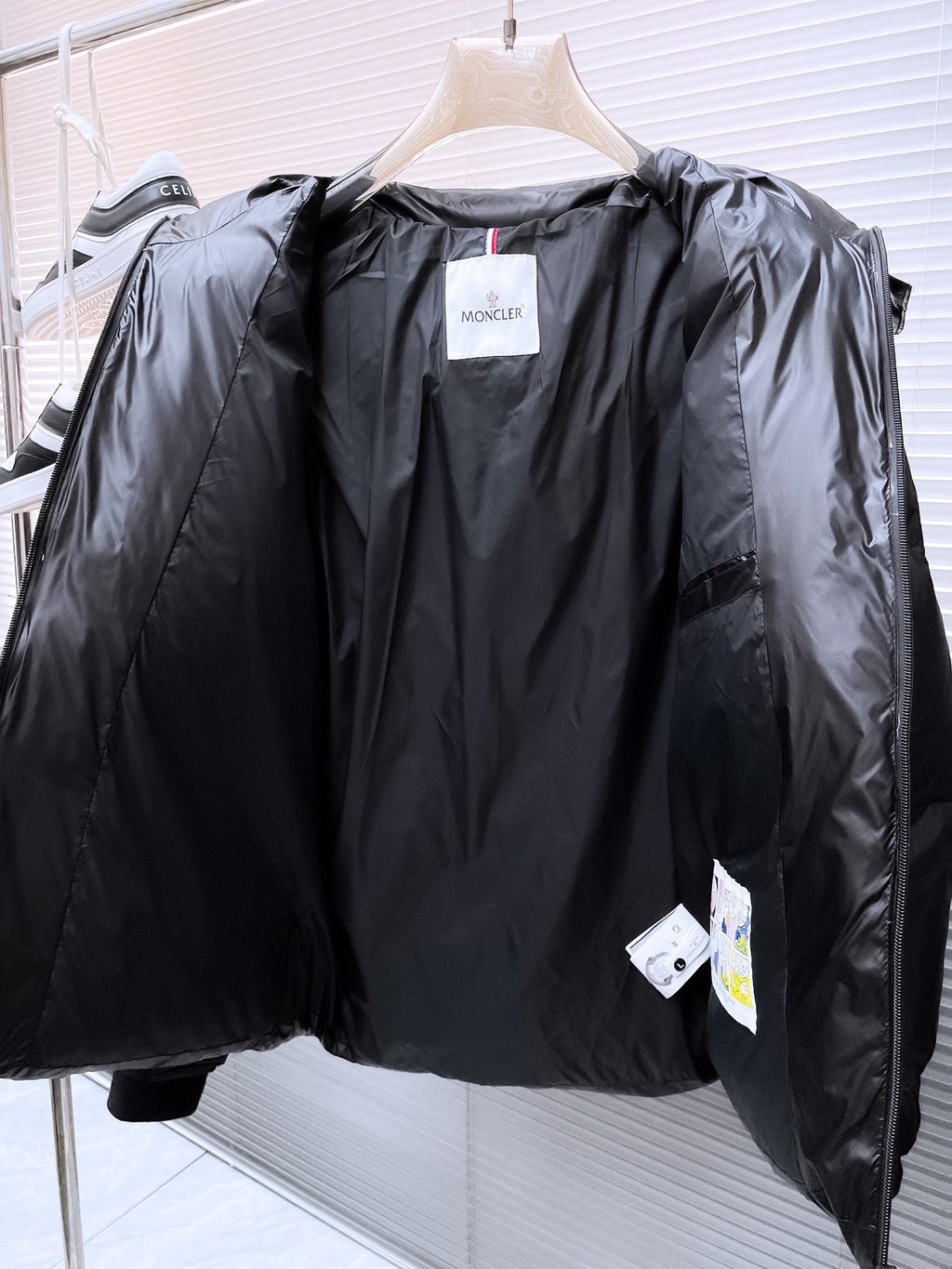 Moncler Black Contrast Logo Hooded Puffer Jacket