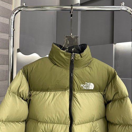 The North Face Light Olive and Dark Olive Colorblock Puffer Jacket