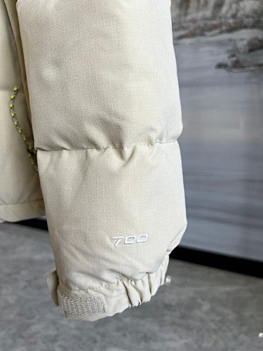 The North Face Cream and Camel Brown Colorblock Puffer Jacket