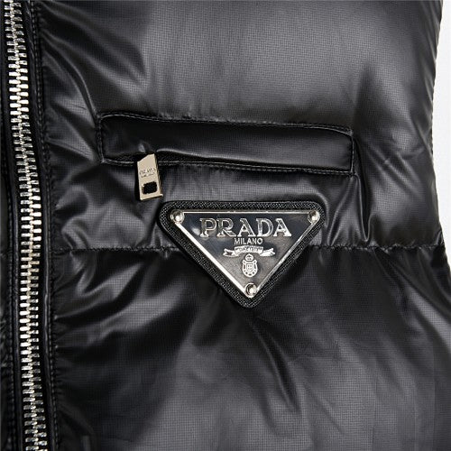 Prada Black Glossy Multi-Pocket Puffer Vest