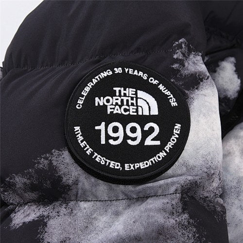 The North Face Black and White Cloud Print Puffer Jacket