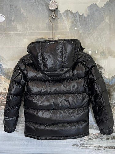 Moncler Black Glossy Hooded Quilted Puffer Jacket