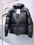 Moncler Black Contrast Logo Hooded Puffer Jacket