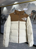 The North Face Cream and Camel Brown Colorblock Puffer Jacket