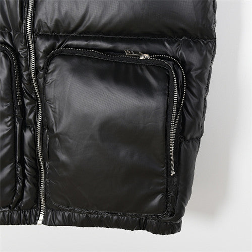 Prada Black Glossy Multi-Pocket Puffer Vest