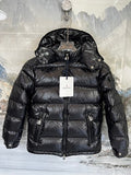 Moncler Black Glossy Hooded Quilted Puffer Jacket