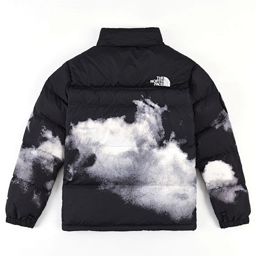 The North Face Black and White Cloud Print Puffer Jacket