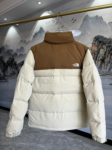 The North Face Cream and Camel Brown Colorblock Puffer Jacket
