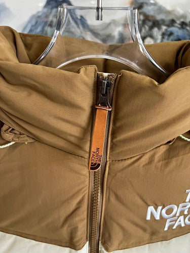 The North Face Cream and Camel Brown Colorblock Puffer Jacket