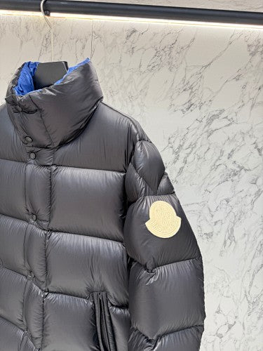Moncler Black High Collar Blue Lining Puffer Jacket