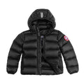 Canada Goose Black Silver Stripe Hooded Puffer Jacket