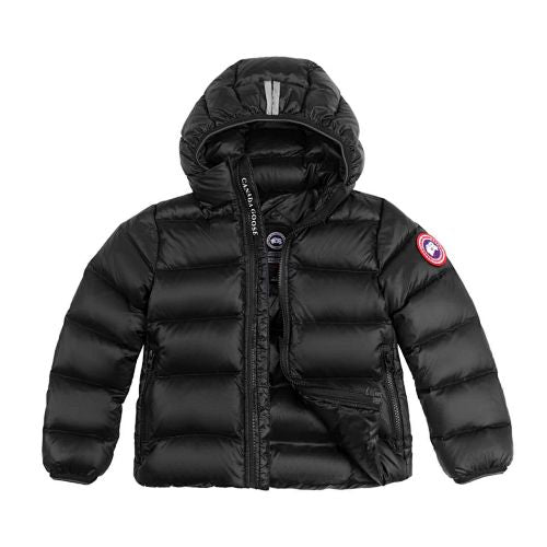 Canada Goose Black Silver Stripe Hooded Puffer Jacket