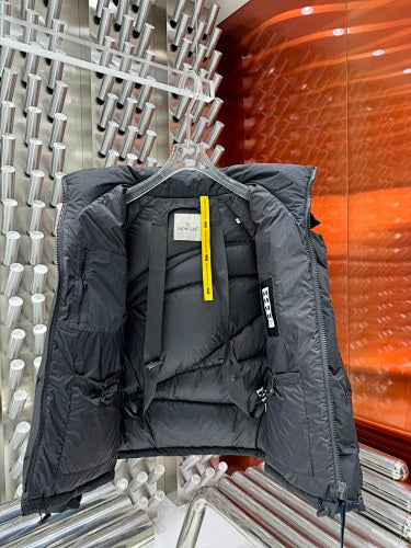 Moncler Black Asymmetric Quilt Hooded Puffer Jacket