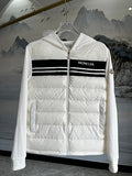 Moncler White and Black Logo Stripe Hybrid Hooded Jacket