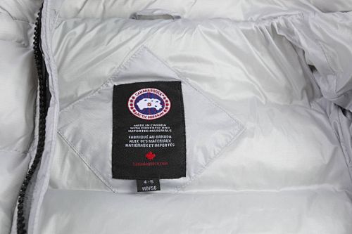 Canada Goose White Silver Stripe Hooded Puffer Jacket
