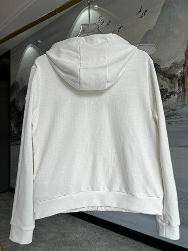 Moncler White and Black Logo Stripe Hybrid Hooded Jacket