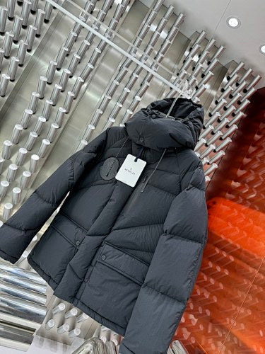 Moncler Black Asymmetric Quilt Hooded Puffer Jacket