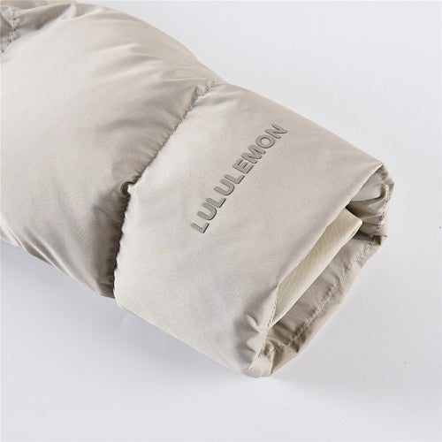 Lululemon Stone Beige Tonal Logo Hooded Puffer Jacket