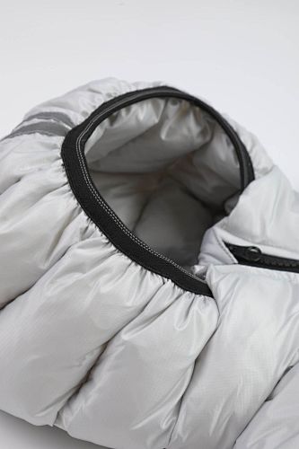 Canada Goose White Silver Stripe Hooded Puffer Jacket