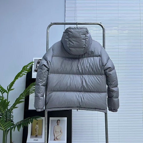 The North Face Slate Gray Tonal Logo Hooded Puffer Jacket
