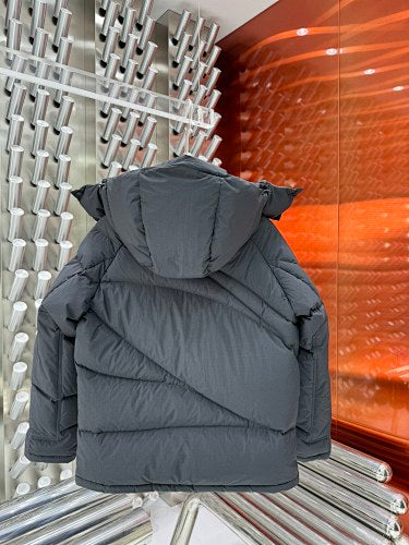 Moncler Black Asymmetric Quilt Hooded Puffer Jacket