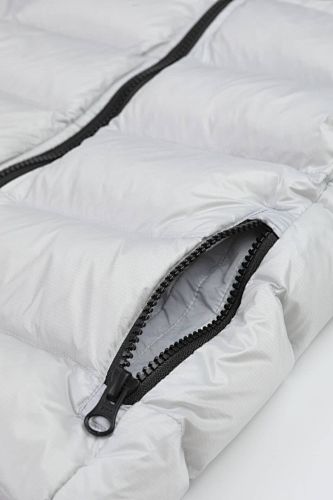 Canada Goose White Silver Stripe Hooded Puffer Jacket