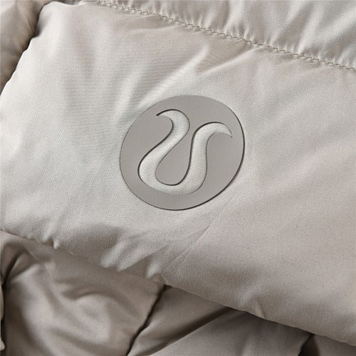 Lululemon Stone Beige Tonal Logo Hooded Puffer Jacket