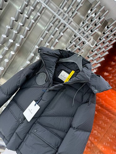 Moncler Black Asymmetric Quilt Hooded Puffer Jacket