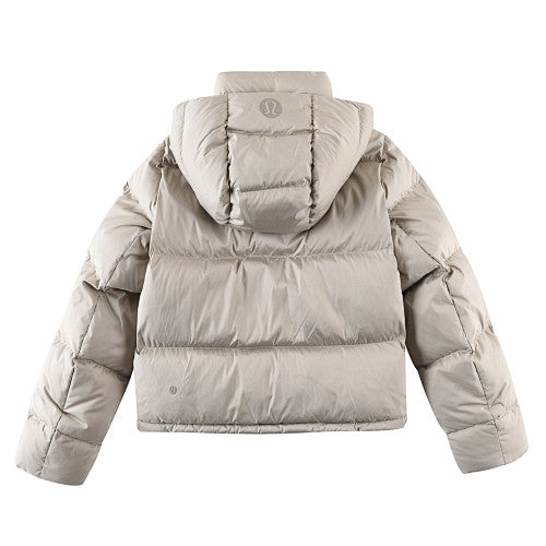 Lululemon Stone Beige Tonal Logo Hooded Puffer Jacket