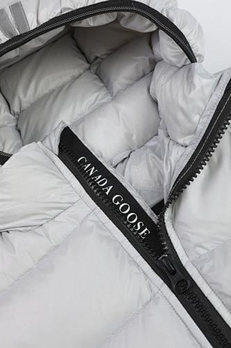 Canada Goose White Silver Stripe Hooded Puffer Jacket