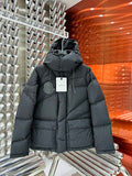 Moncler Black Asymmetric Quilt Hooded Puffer Jacket