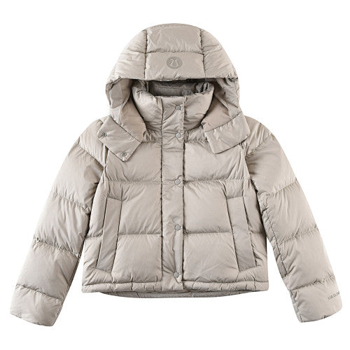 Lululemon Stone Beige Tonal Logo Hooded Puffer Jacket