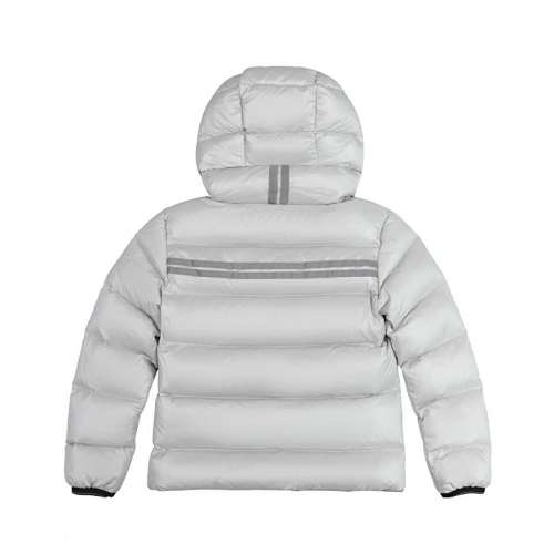Canada Goose White Silver Stripe Hooded Puffer Jacket