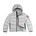 Canada Goose White Silver Stripe Hooded Puffer Jacket