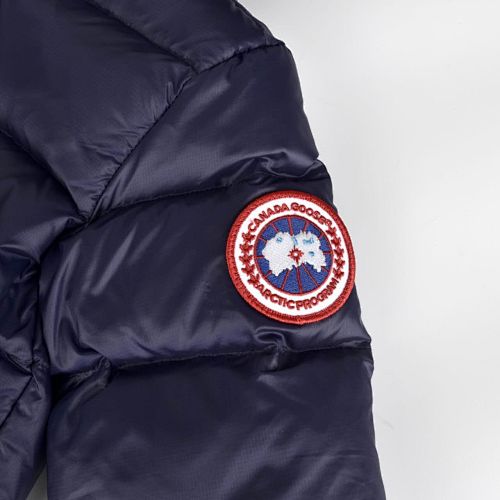 Canada Goose Navy Blue Silver Stripe Hooded Puffer Jacket