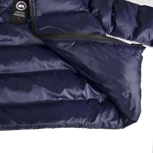 Canada Goose Navy Blue Silver Stripe Hooded Puffer Jacket