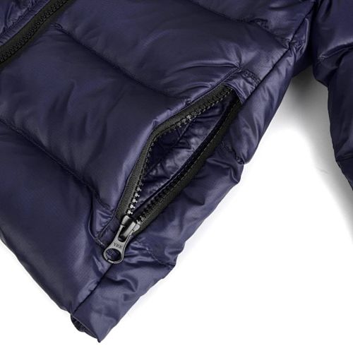 Canada Goose Navy Blue Silver Stripe Hooded Puffer Jacket