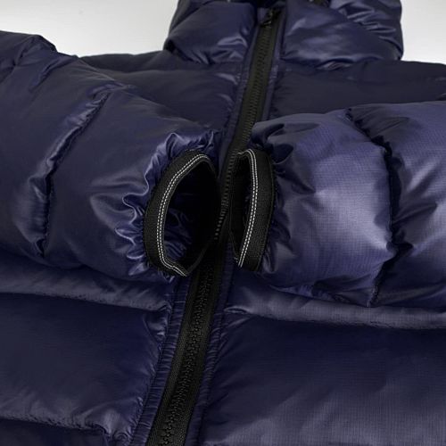 Canada Goose Navy Blue Silver Stripe Hooded Puffer Jacket