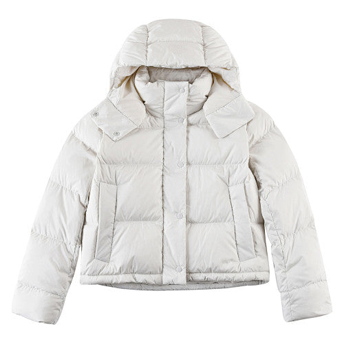 Lululemon Off-White Tonal Logo Hooded Puffer Jacket