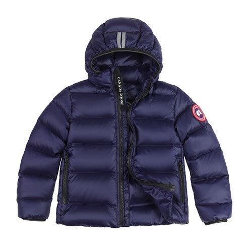 Canada Goose Navy Blue Silver Stripe Hooded Puffer Jacket