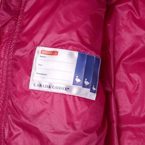 Canada Goose Fuchsia Pink Silver Stripe Hooded Puffer Jacket