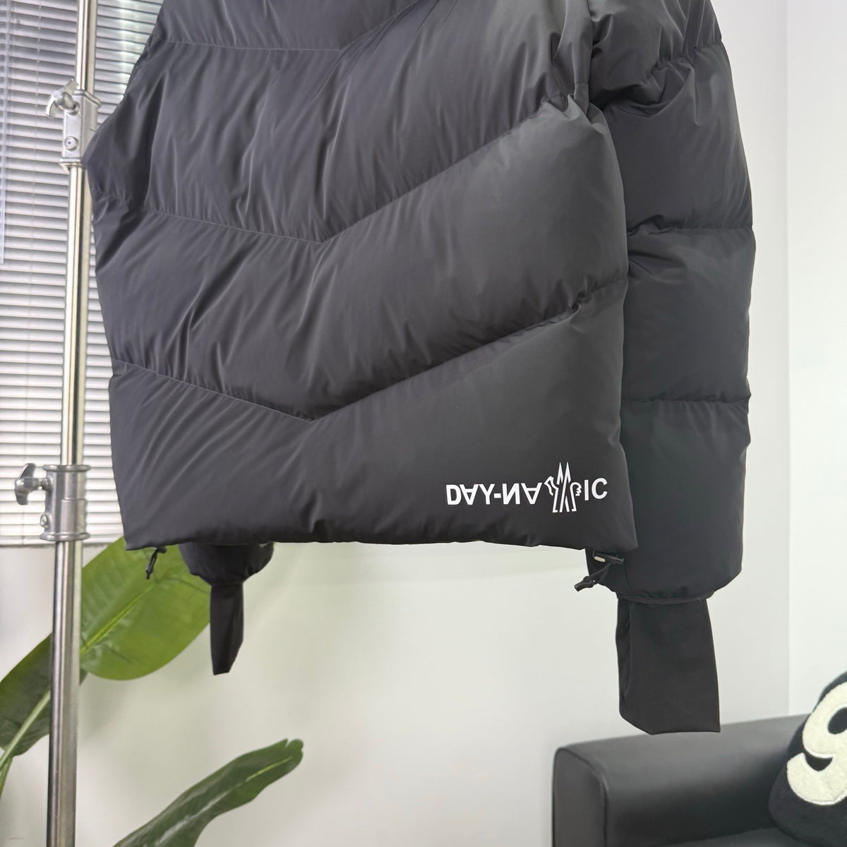 Moncler Black Chevron Quilt Hooded Puffer Jacket