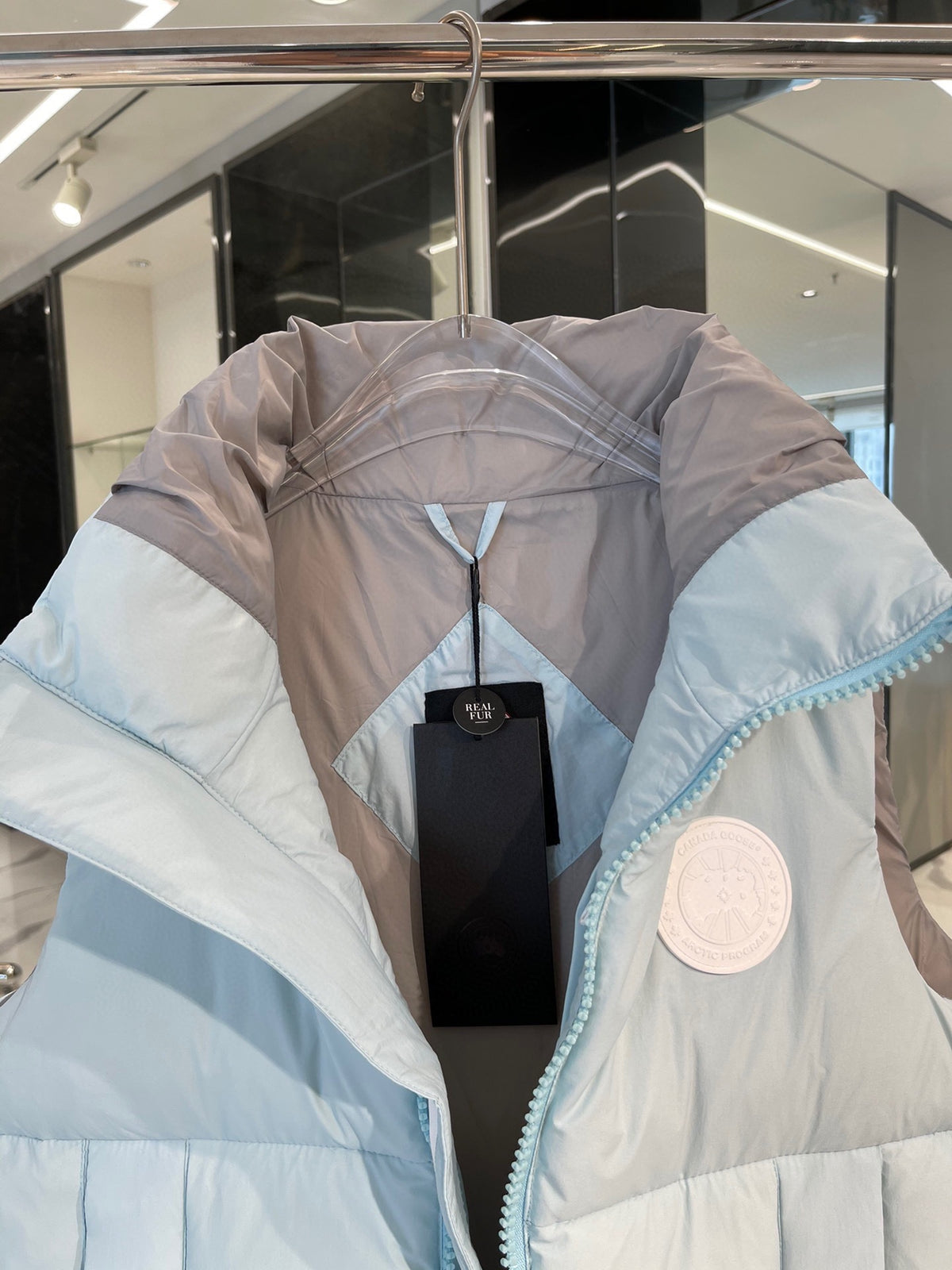 Canada Goose Ice Blue White Logo Quilted Puffer Vest
