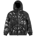 Moncler Black Glossy Spiderweb Quilt Hooded Puffer Jacket