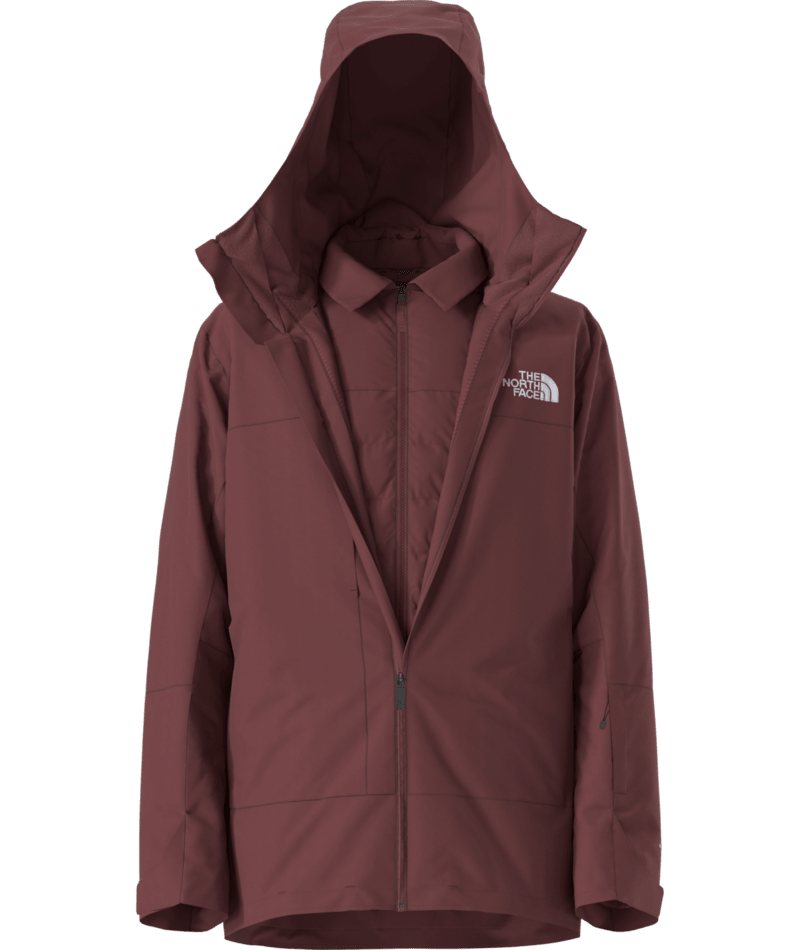 The North Face Burgundy Hooded Jacket with Quilted Inner Layer
