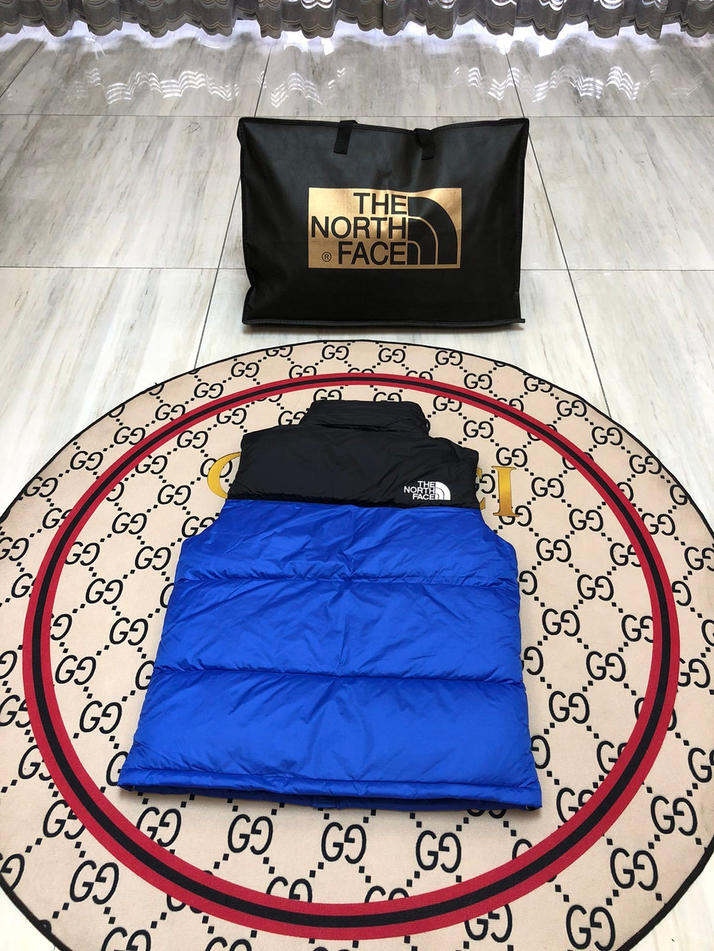 The North Face Royal Blue and Black Colorblock Puffer Vest