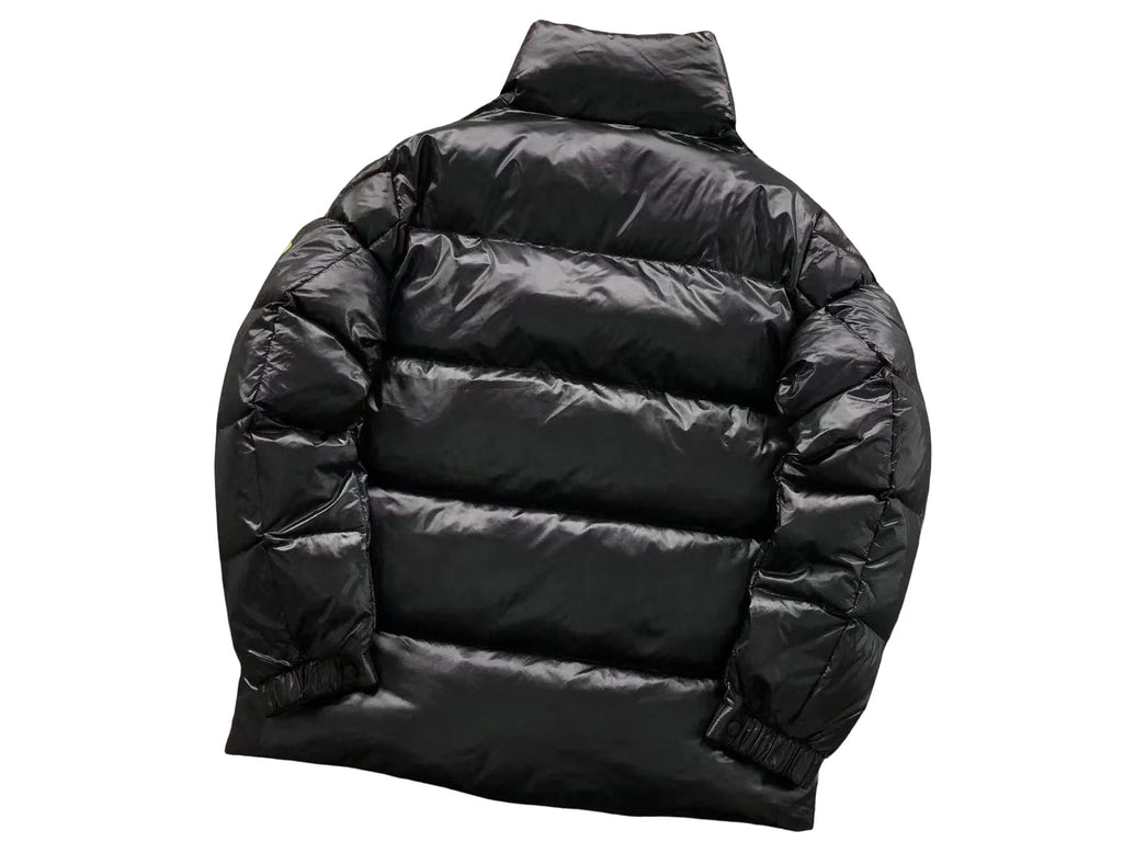 Moncler Black Olive Logo Stand Collar Puffer Jacket